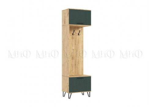 ФЛЭШ ПРИХОЖАЯ ШКАФ С ВЕШАЛКАМИ (БРАШ МЕНИ ГРИН, ДУБ КРАФТ)