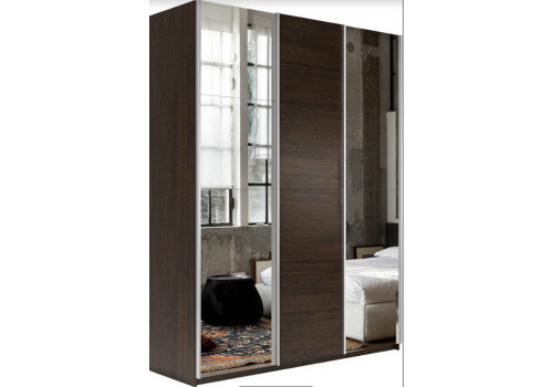 Шкаф-купе Прайм 3-х дверный (Зеркало/ЛДСП/Зеркало) Венге