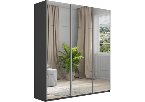 Шкаф-купе Прайм 3-х дверный (Зеркало) Серый диамант