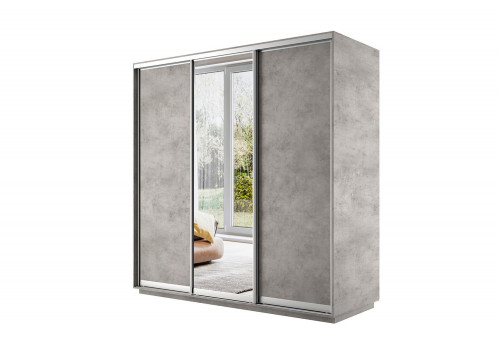 Шкаф купе 3 двери (цемент светлый, профиль серебро)