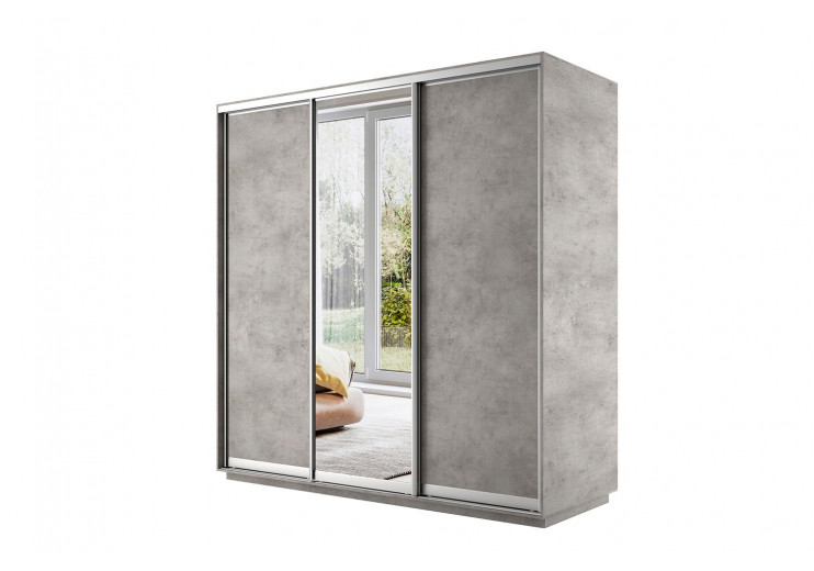 Шкаф купе 3 двери (цемент светлый, профиль серебро)